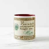 ベンジャミン・フランクリンの信条の恐れのヴィンテージ ツートーンマグカップ (中央)
