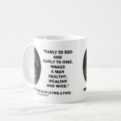 ベンジャミン・フランクリンの健康で豊かで賢い引用文 コーヒーマグカップ (正面左)