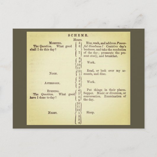 ベンジャミン・フランクリンの定期日程 ポストカード (正面)