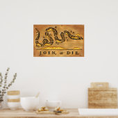 ベンジャミン・フランクリンの政治漫画への参加または死ぬ ポスター (キッチン)