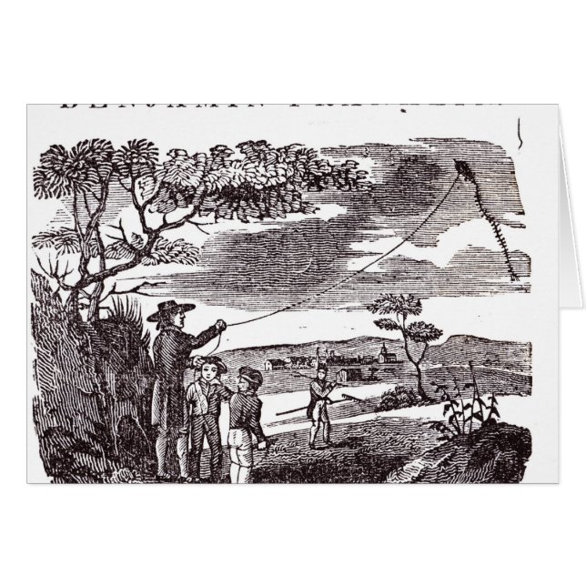 ベンジャミン・フランクリンは彼の凧の実験を行ないます (正面横)