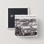 ベンジャミン・フランクリンは彼の凧の実験を行ないます 缶バッジ (正面&裏面)