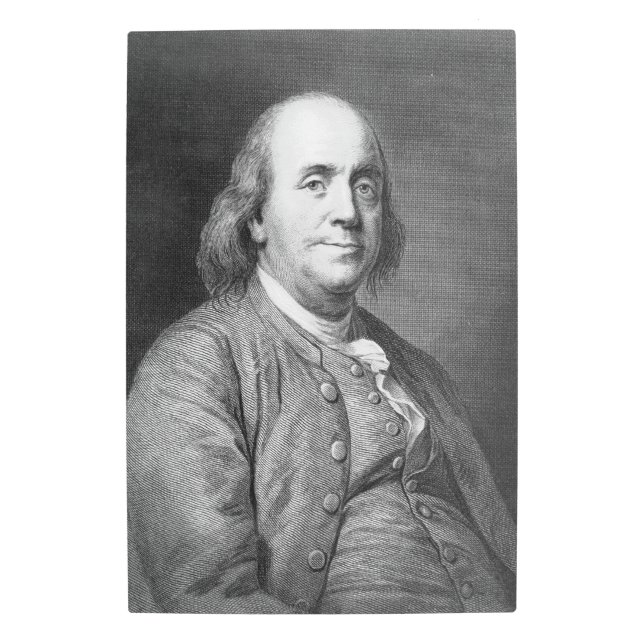 ベンジャミン・フランクリンウサ社長歴史ポートレートf メタルプリント (正面)