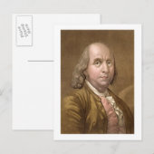ベンジャミン・フランクリンポートレート（1706年～90年）、'Leより ポストカード (正面/裏面)