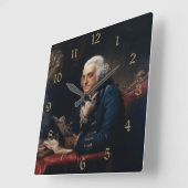 ベンジャミン・フランクリン創業の父、親指ポートレート スクエア壁時計 (傾斜)