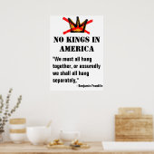 ベンジャミン・フランクリン名言入りポスター No Kings Protest ポスター (キッチン)