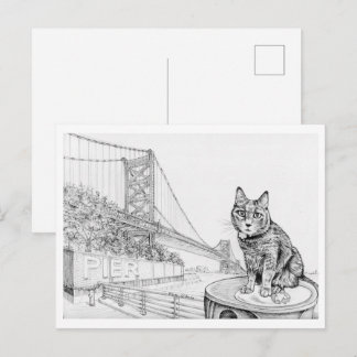 ベンジャミン・フランクリン橋近くのフィラデルフィアの猫 ポストカード