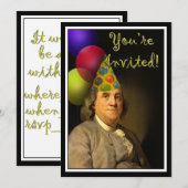 ベンジャミン・フランクリン 誕生日おめでとう 招待状 (正面/裏面)