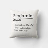 ベンジャミン、男のパーソナライズされた子の名前定義 クッション (裏面)