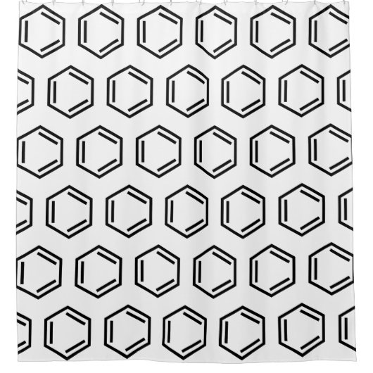 ベンゼンリングや輪記号 シャワーカーテン (正面)