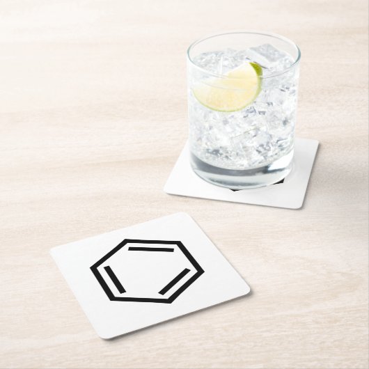 ベンゼンリングや輪記号 スクエアペーパーコースター (インサイチュ)