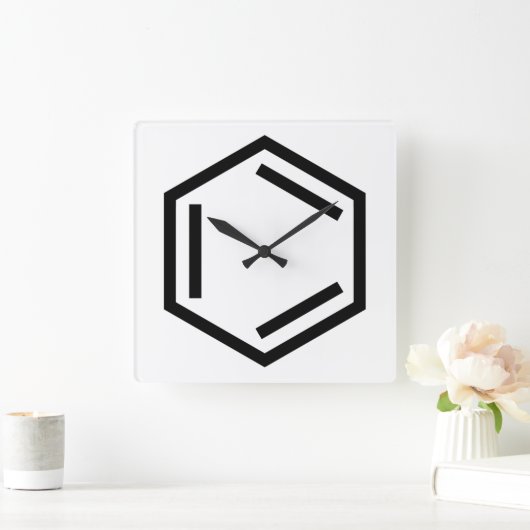 ベンゼンリングや輪記号 スクエア壁時計 (ホーム)