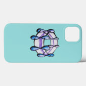 ベンゼン分子オーガニック化学アートのブルー Case-Mate iPhoneケース (裏面 (横))