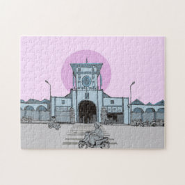 ベンタンマーケットサイゴンベトナムイラストレーション ジグソーパズル