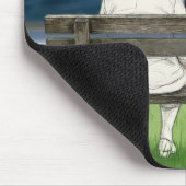 ベンチでおしゃべりするおばあちゃん2人 マウスパッド (コーナー)