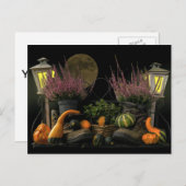 ベンチと秋収穫の感謝祭の日景 シーズンポストカード (正面/裏面)