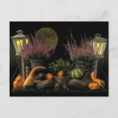 ベンチと秋収穫の感謝祭の日景 シーズンポストカード (正面)