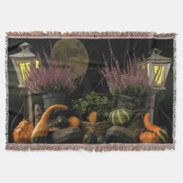 ベンチと秋収穫の感謝祭の日景 スローブランケット