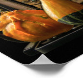 ベンチと秋収穫の感謝祭の日景 ポスター (角)