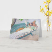 ベンチにあっている女性1913年 カード (黄色い花)