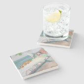 ベンチにあっている女性1913年(w/c紙で) ストーンコースター (横)