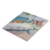 ベンチにあっている女性1913年(w/c紙で) タイル (側面)