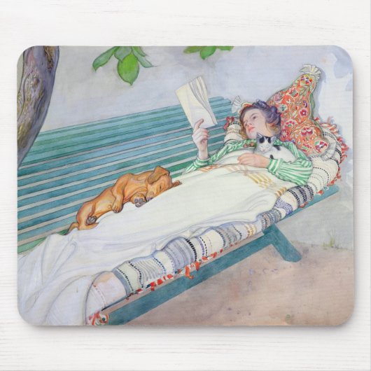 ベンチにあっている女性1913年(w/c紙で) マウスパッド (正面)