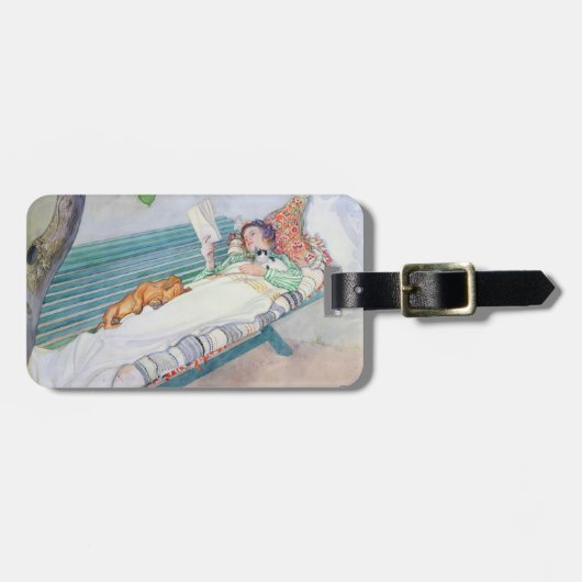 ベンチにあっている女性1913年(w/c紙で) ラゲッジタグ (正面横)