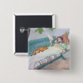 ベンチにあっている女性1913年(w/c紙で) 缶バッジ (正面&裏面)