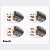 ベンチにリスとナッツ 楕円形シール (シート)