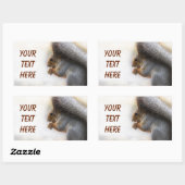 ベンチにリスとナッツ 長方形シール (シート)