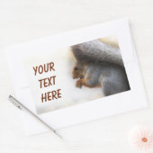 ベンチにリスとナッツ 長方形シール (封筒)