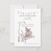 ベンチに乗った犬と猫がデートの時間を結婚守る 案内状 (正面)