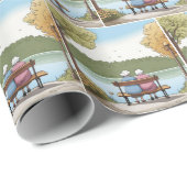 ベンチに座る2人の老婦人 ラッピングペーパー (ロールコーナー)