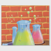 ベンチに置かれた漫画のガラス科学機器 ラッピングペーパー (フラット)