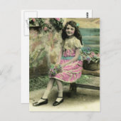 ベンチの女の子 ポストカード (正面/裏面)