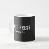 ベンチプレス哲学者ジムTシャツ コーヒーマグカップ (正面左)