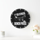 ベンチプレス、F*CKストレス-トレーニング やる気を起こさせる ラージ壁時計 (ホーム)