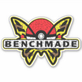 ベンチメイドのナイフ黄色のアニメバタフライ シール (正面)