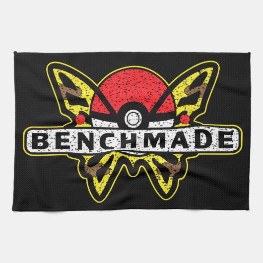 ベンチメイドナイフイエローアニメバタフライ  キッチンタオル (横)