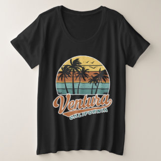 ベンチュラカリフォルニア – ヴィンテージレトロサンセット プラスサイズTシャツ