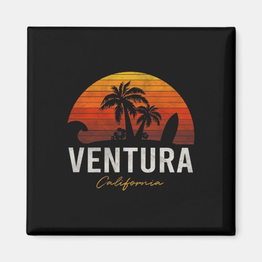 ベンチュラビーチカリフォルニアパームスバケーションサーフサンド マグネット (正面)