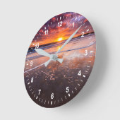 ベンチュラ州ビーチアットサンセット ラウンド壁時計 (傾斜)