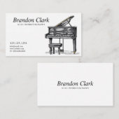 ベンチ付きブラックピアノとホワイトピアノのスケッチ 名刺 (正面/裏面)