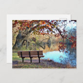 ベンチ写真のある水辺 ポストカード (正面/裏面)