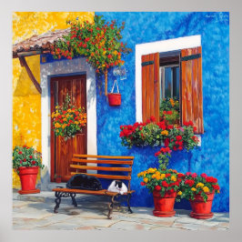 ベンチ連れ – ヴェネツィアインスパイア猫ポスター ポスター