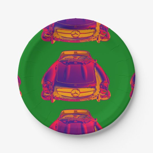 ベンツ300 SLの変換可能なポップアート ペーパープレート (正面)