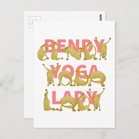 ベンディヨガレディおもしろいキュートポニー ポストカード (正面/裏面)