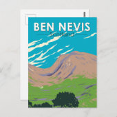 ベンネビススコットランドトラベルアートヴィンテージ ポストカード (正面/裏面)