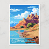 ベンハダウモロッコヴィンテージ旅行イラストレーション ポストカード (正面)